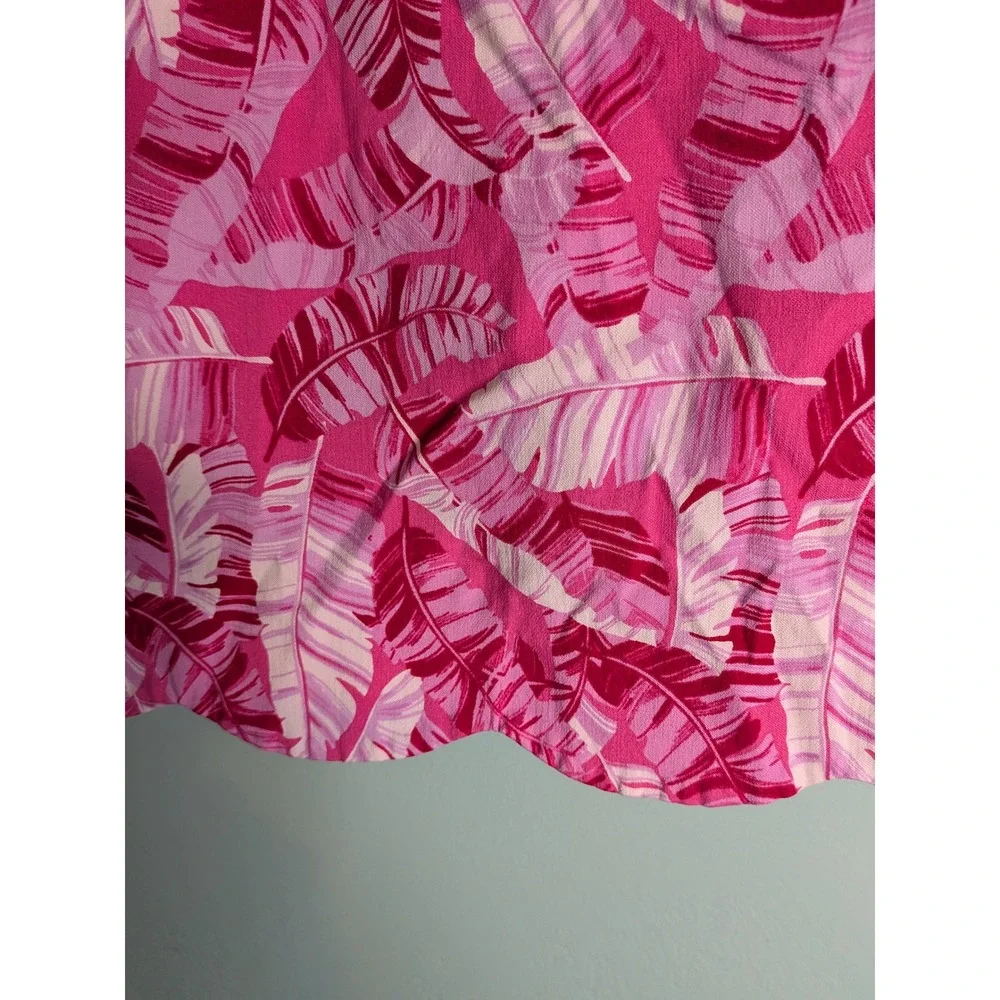 Casey‎ Key Pink Palm Leaf Scalloped Hem Skort Petite Small Tropical Resort Mini